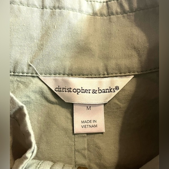 Christopher & Banks Women's Green Cotton Utility Zip-Up Cinch Vest Size Medium - Picture 9 of 15